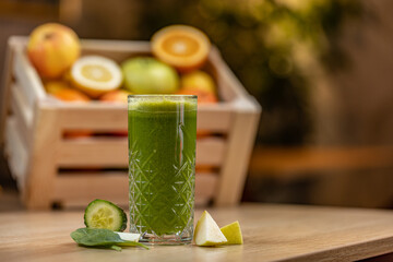 Healthy cucumber, spinach and apple juice