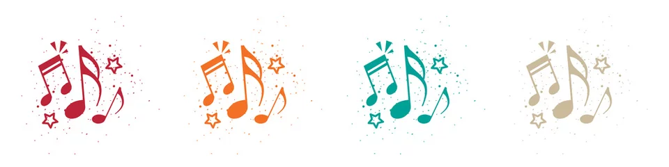 Rolgordijnen Music Notes Concept - Colorful Vector Illustrations Isolated On White Background © FotoIdee