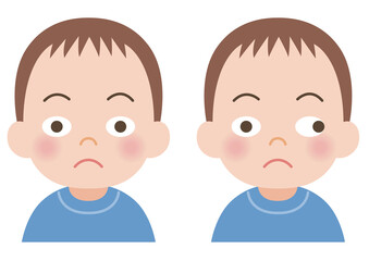 斜視の男の子のイラスト