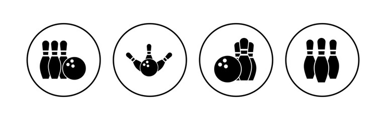 Bowling icon set. bowling ball and pin icon. bowling pins