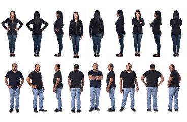 Obraz premium group of woman and man latin standing on white background