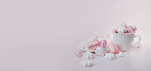 meringues and marshmallows for dessert, sweets