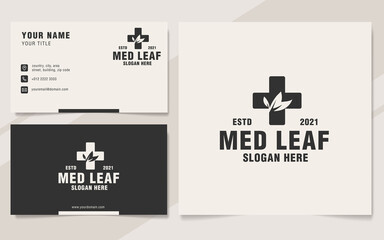 Vintage medical leaf logo template monogram style