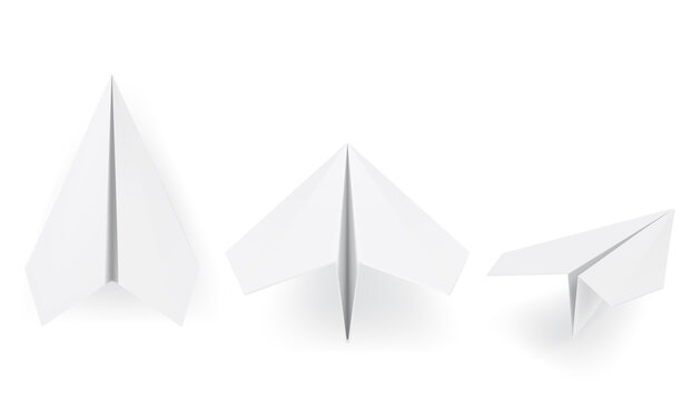 set of fold paper airplane inculde side and front view. vector illustration