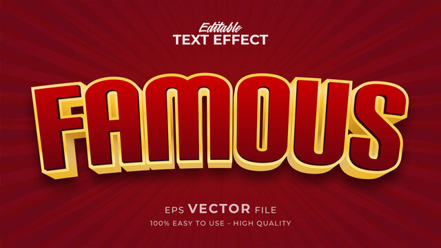 Editable text style effect - red comic famous text style theme