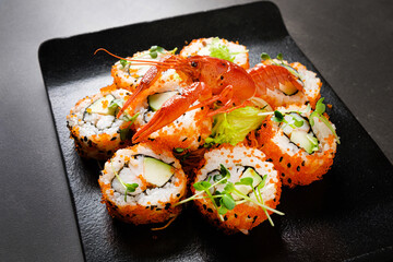 sushi with crayfish and avocado