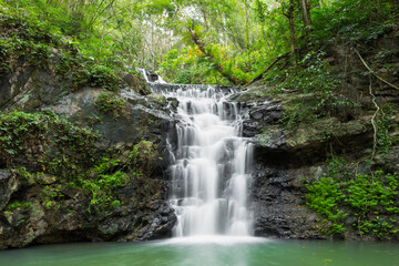 Fototapeta na wymiar Ton Rak Sai Waterfall is in Namtok Sam Lan National Park ,Saraburi Thailand 