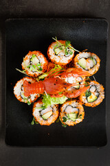 sushi with crayfish and avocado