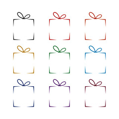 Gift box icon isolated on white background color set