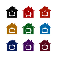 Television icon isolated on white background color set