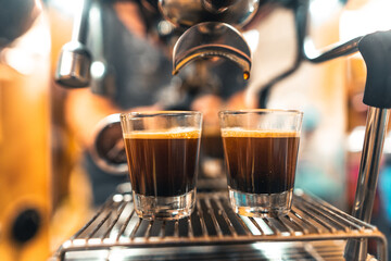 Espresso in a mug from a home maker
