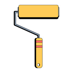 Yellow paint roller. Building tool. Vector illustration in flat style on white isolated background. Icon.