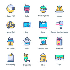 Bakery Shop Filled Icons - Stroked, Vectors