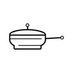 Fry pan with cover. Vector icon for web, mobile and infographics. Sign outline. Isolated contour. Black illustration on a white background