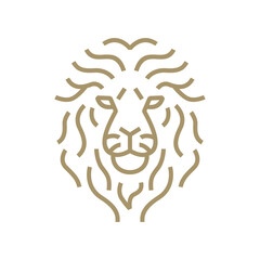 lion face monoline outline logo vector icon illustration