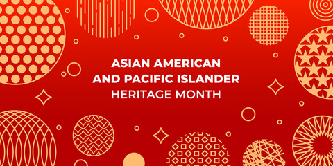 Asian American and Pacific Islander Heritage Month. Vector banner for social media, card, poster. Illustration with text, chinese lantern. Asian Pacific American Heritage Month horizontal composition