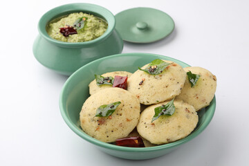 Rava idli or semolina steamed cake, a south India breakfast