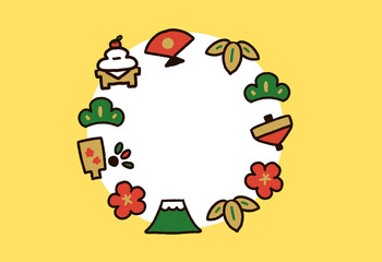 お正月の縁起物の年賀状　文字なし