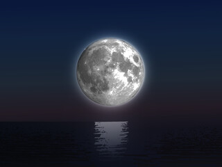 Naklejka na ściany i meble Night seascape in full moon. Vector.