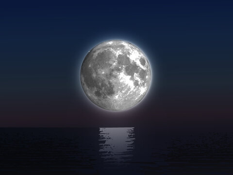 Night seascape in full moon. Vector. © Yaroslav