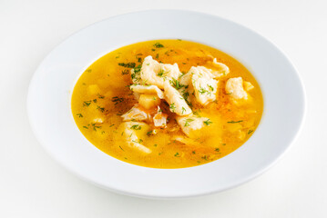 fish soup on the white background