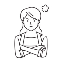 怒るエプロン姿の若い女性