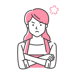 怒るエプロン姿の若い女性