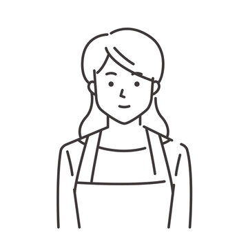 recommend clip art: 笑顔のエプロン姿の若い女性