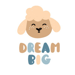 Print with the face of a sheep. Cute muzzle