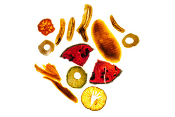 dried fruit on the white background