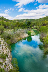 Fototapeta na wymiar Hoces del Rio Cabriel Natural Park between Valencia and Cuenca in Spain. Protected Area. 