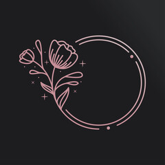 Flower line logo icon vector template.