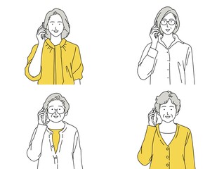 人物イラスト 男性 セット 正面 頑張る シニア Wall Mural Akaomayo