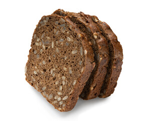 dark bread with cereals isolated on white