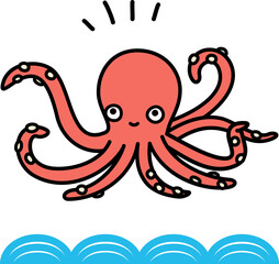 かわいいタコのキャラクター