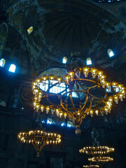 Roman catholic and Islamic church temple cathedral mosque in Istanbul, Turkey interiors