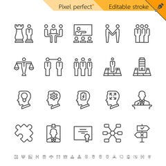 Business thin icons. Pixel perfect. Editable stroke.