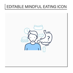 Hunger signals line icon. Hunger, growling stomach. Eating intuitively. Conscious nutrition. Mindful eating concept. Isolated vector illustration.Editable stroke