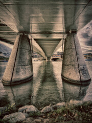 Artistic photo Raymond Barre Bridge Confluence Lyon