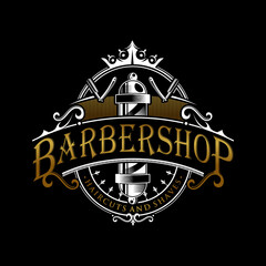 Barber shop vintage logo design illustration 