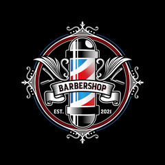 Barber shop vintage logo design illustration 