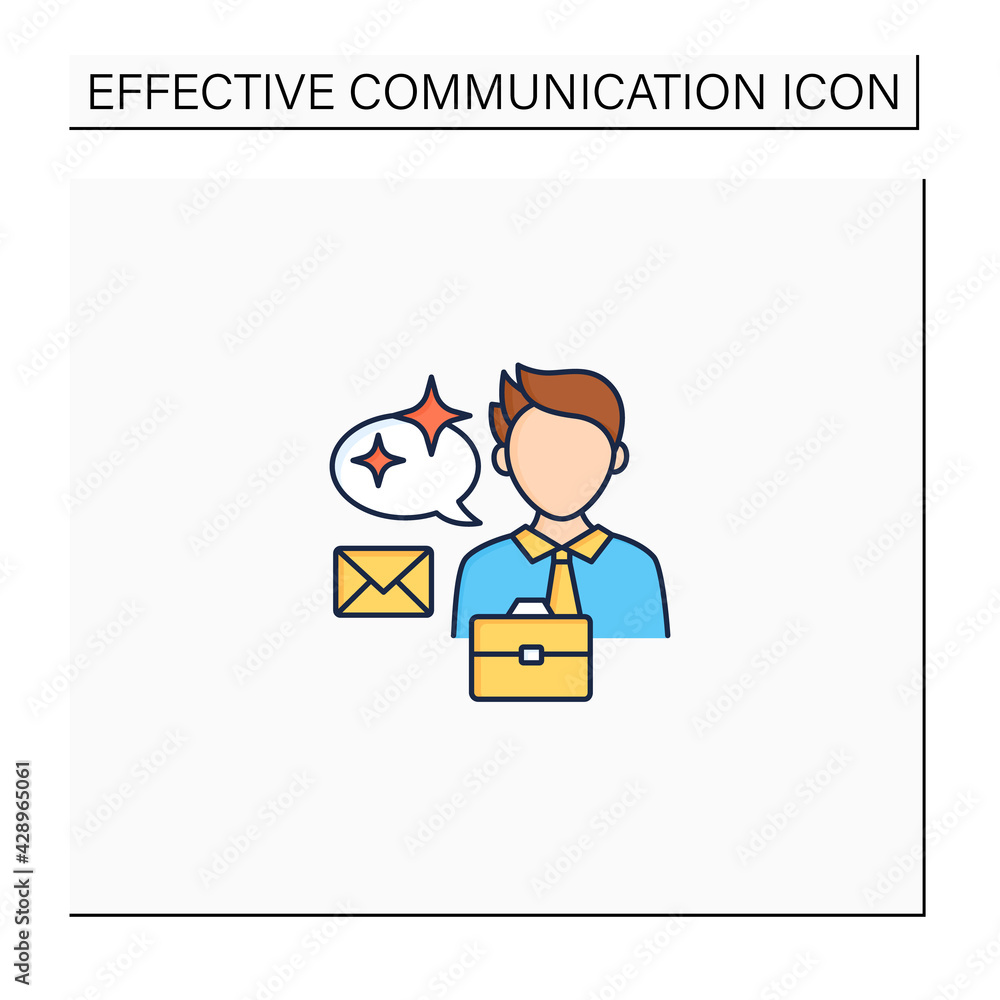Poster clear message color icon. simple, easy to understand message. concise email.effective communication 
