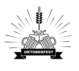 oktoberfest poster background with glassbeer cheers vector illustration