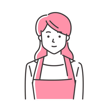 recommend clip art: 笑顔のエプロン姿の若い女性