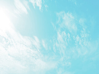 Obraz premium Blue sky and white clouds. Bird flying in the sky. New life, Never give up, Be strong and Freedom of life concept.