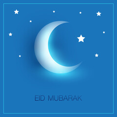 Obraz na płótnie Canvas Eid Mubarak - Moon in the Sky - Greeting Card Design for Muslim Community Festival