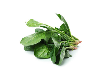 Raw fresh spinach isolated on white background