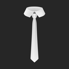 White festive tie. Elegant business accessory clothes and design from silk fabric.