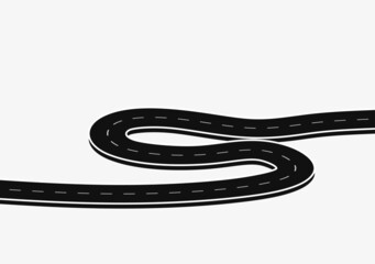 Roadway journey to the future. Asphalt street isolated on white background. Symbols Way to the goal of the end point. Path mean successful business planning Suitable for advertising and presentstation