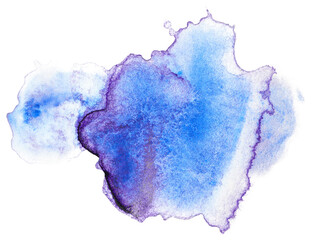 Watercolor stain texture blue on paper